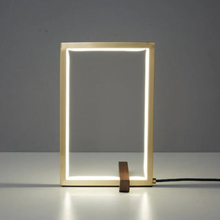 Square walnut copper lamp setting — minimalist warm