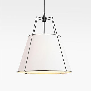 Suspension moderne - Lampe à suspendre en tissu blanc avec tige réglable pour salon