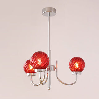 Glass ball chandelier close-up — modern iron luxury bedroom