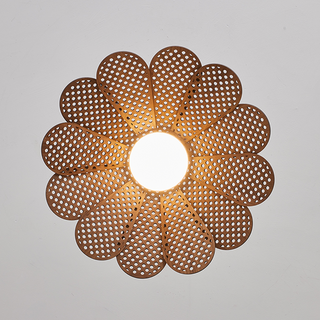 LED Rattan Pendant Light – Adjustable Boho Wooden Ceiling Lamp for Living Room