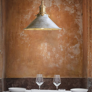 Oxidized metal pendant with vintage brass hardware