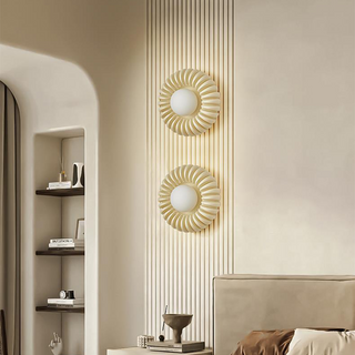French resin wall sconce detail — G9 bulb corridor fixture