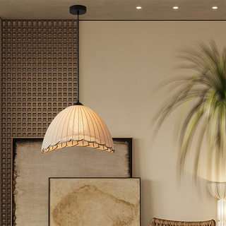 Fabric linen pendant in neutral tone for minimalist interiors