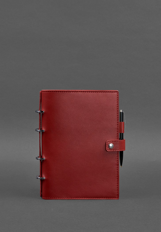leather bound notebook handcrafted journal replaceable insert pen holder top view