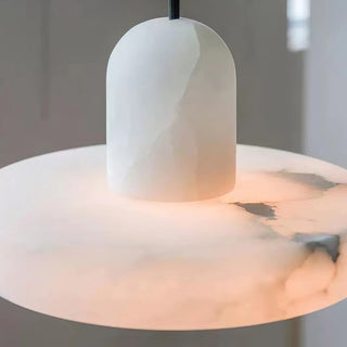 Suspension en albâtre – Mini lampe de chevet vintage blanche avec abat-jour en marbre