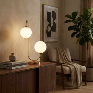 Handmade Table Lamp – Modern Decorative Lighting with Adjustable LED & Elegant Gold Finish