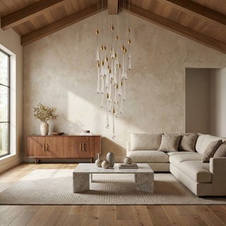 Gold Crystal Chandelier – Modern Staircase Lighting With LED Fixture