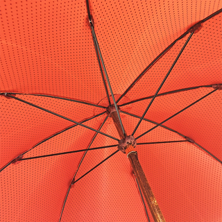 Men's leather handle red jacquard canopy handmade Italian umbrella back view