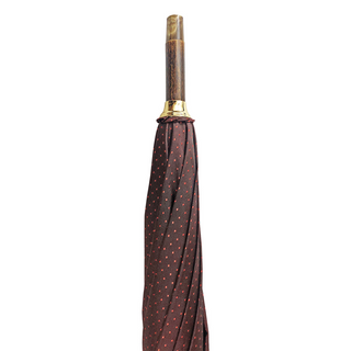 Men's leather handle red jacquard canopy handmade Italian umbrella angle
