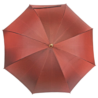 Men's leather handle red jacquard canopy handmade Italian umbrella open canopy
