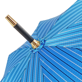 Men's blue leather handle classic handcrafted Italian umbrella detail