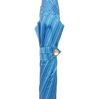 Men's blue leather handle classic handcrafted Italian umbrella top view