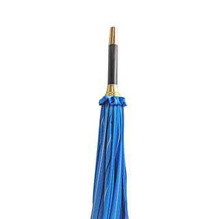 Men's blue leather handle classic handcrafted Italian umbrella back view