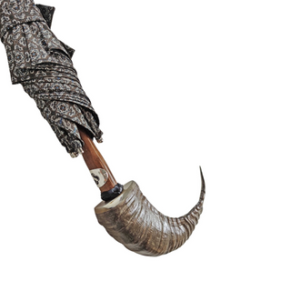 Italian jacquard limited edition manual steel ribs men's umbrella back view