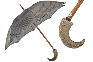 Italian jacquard limited edition manual steel ribs men's umbrella front view