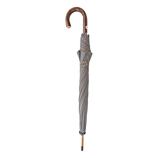 Men's wooden chestnut handle handmade Italian rain umbrella close-up