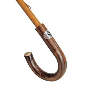 Men's wooden chestnut handle handmade Italian rain umbrella detail