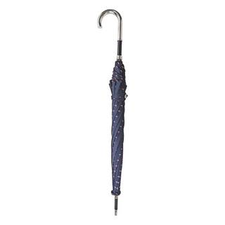Men's silver jacquard canopy silver-plated handle handmade Italian umbrella close-up