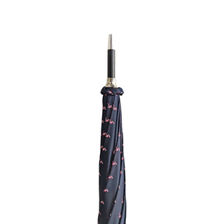 Men's silver jacquard canopy silver-plated handle handmade Italian umbrella detail