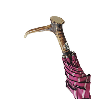Burgundy jacquard handmade Italian beech wood handle steel ribs umbrella canopy