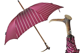 Burgundy jacquard handmade Italian beech wood handle steel ribs umbrella front
