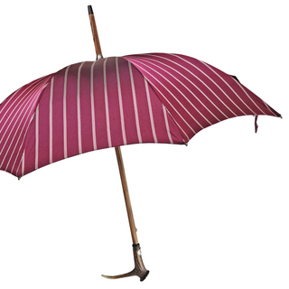 Burgundy jacquard handmade Italian beech wood handle steel ribs umbrella side
