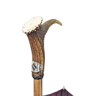 Burgundy jacquard handmade Italian beech wood handle steel ribs umbrella back