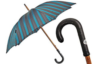 Men's luxury ostrich leather handle handmade Italian classic umbrella front view