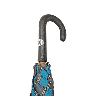 Men's luxury ostrich leather handle handmade Italian classic umbrella canopy