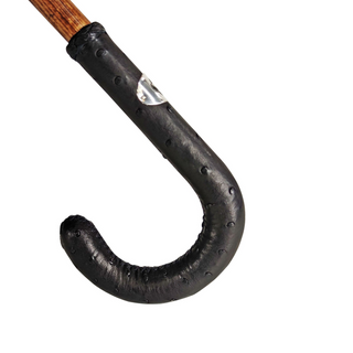 Men's luxury ostrich leather handle handmade Italian classic umbrella open