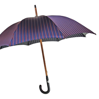 Italian bespoke black leather handle men's handmade umbrella side view