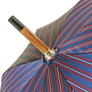 Italian bespoke black leather handle men's handmade umbrella angle view