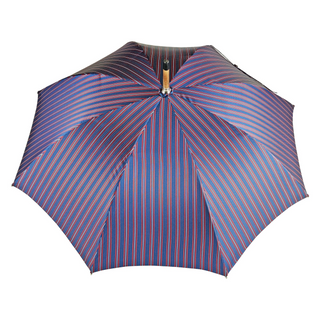 Italian bespoke black leather handle men's handmade umbrella open canopy