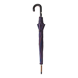 Italian bespoke black leather handle men's handmade umbrella close-up