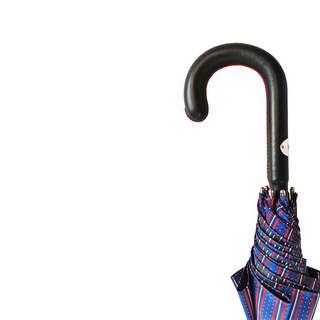 Italian bespoke black leather handle men's handmade umbrella top view