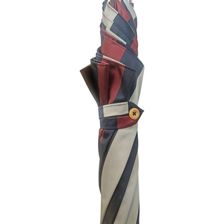 Striped multicolour jacquard beechwood handle handcrafted Italian umbrella top