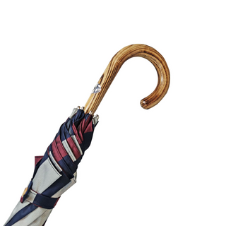 Striped multicolour jacquard beechwood handle handcrafted Italian umbrella canopy
