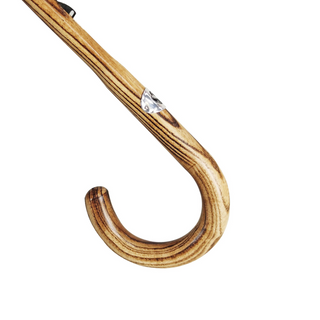 Striped multicolour jacquard beechwood handle handcrafted Italian umbrella detail