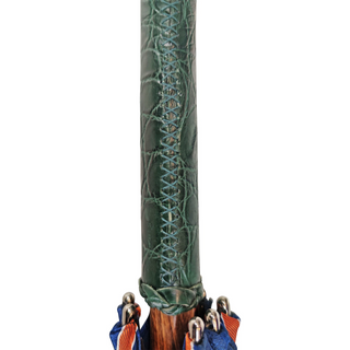 Luxury crocodile green leather handle handmade Italian men's umbrella angle