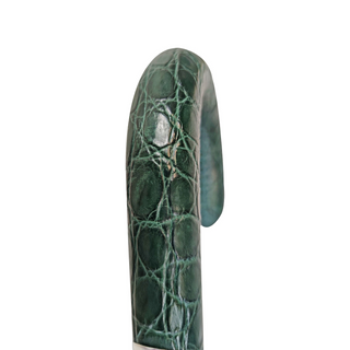 Luxury crocodile green leather handle handmade Italian men's umbrella full