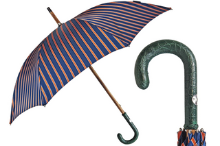 Luxury crocodile green leather handle handmade Italian men's umbrella front