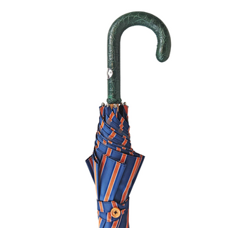 Luxury crocodile green leather handle handmade Italian men's umbrella canopy