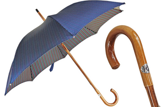 Handmade multicolor Malacca handle classic men's Italian umbrella front view