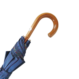 Handmade multicolor Malacca handle classic men's Italian umbrella canopy detail