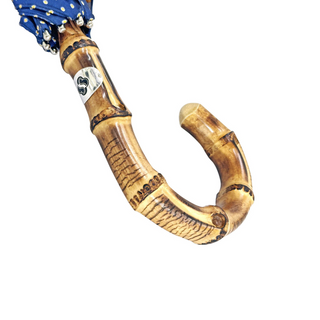 Bamboo handle dot pattern handcrafted Italian artisan umbrella detail