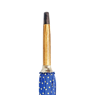 Bamboo handle dot pattern handcrafted Italian artisan umbrella back view