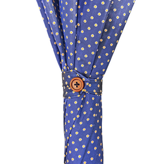 Bamboo handle dot pattern handcrafted Italian artisan umbrella top view