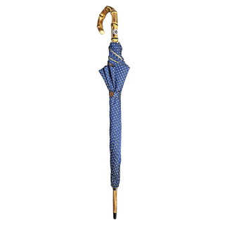 Bamboo handle dot pattern handcrafted Italian artisan umbrella close-up