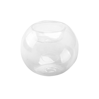 clear borosilicate crystal ball candle holder 8cm tabletop decor front view