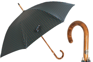 Maple stick flower pattern horn detail handmade Italian men's umbrella front view
